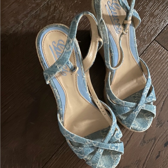 Gucci Denim Wedge Sandals - Picture 3 of 3